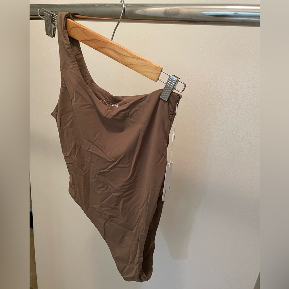 Myra Swim Rhoads one shoulder swimsuit, light brown